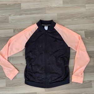 Adidas Floral Embossed Zip Up Jacket